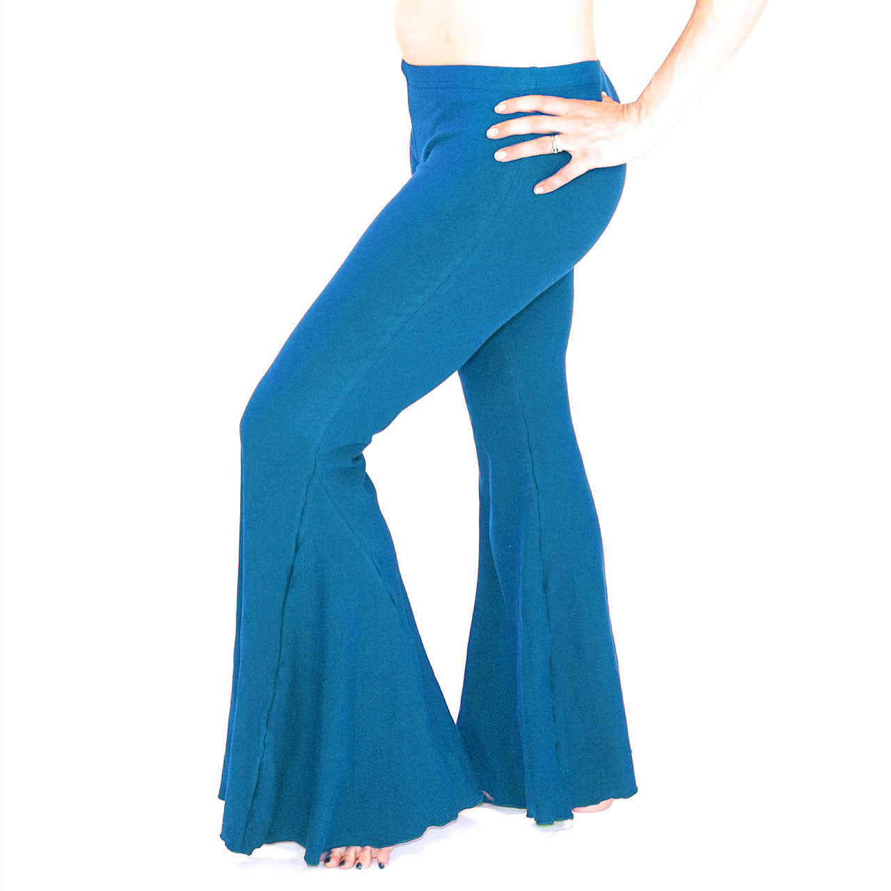 Flared Bottom Yoga Dance Pants - CARIBBEAN BLUE